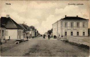 Tövis, Teius; Oroszlán szálloda, utca. Ábrahám testvérek kiadása / hotel and street (fl)