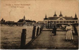 1927 Swinoujscie, Swinemünde; Ostsee u. Solbad, Seebrücke mit Kurhaus / pier, bath, spa, beach,. Verlag Arthur Schuster