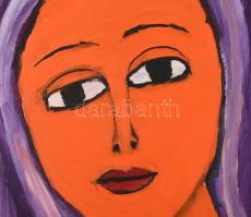 Oláh Jolán (1932-2005): Női portré. Olaj, karton, jelzett, fakeretben, 79×49,5 cm