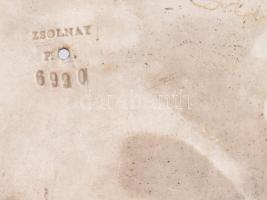 Zsolnay antik fehérmázas falióra lap, jelzéssel, sérüléssel, 21x16,5 cm