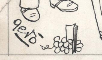 Gerő Sándor (1904-1977): Rákosi, Kádár, Rajk, Dobi, stb. (karikatúra). Tus, papír, jelezve balra len...