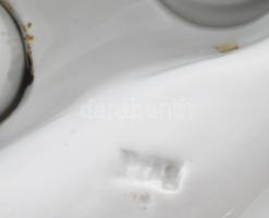 Antik porcelán kalamáris, kézzel festett mintával, pótolt tartályokkal, jelzéssel, kopással, 13x12x8...