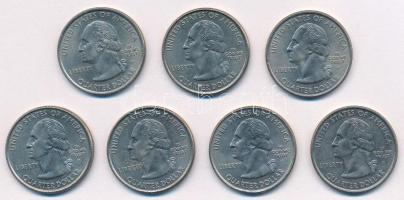 Amerikai Egyesült Államok 1999-2005. 25c Cu-Ni (7xklf) forgalmi emlékkiadások a "Szövetségi Áll...