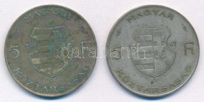 1947. 5Ft Ag "Kossuth" (2x) T:F patina Adamo F8.1