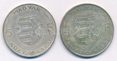 1947. 5Ft Ag "Kossuth" (2x) T:F patina Adamo F8.1