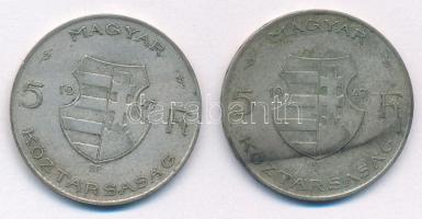 1947. 5Ft Ag "Kossuth" (2x) T:F patina Adamo F8.1