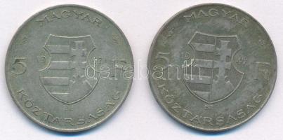 1947. 5Ft Ag "Kossuth" (2x) T:F patina Adamo F8.1
