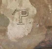 Gödör Vendéglő, Gyula, antik ezüstözött kínáló, "Tutay" gravírozással, jelzéssel, kopással...