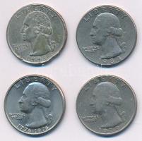 Amerikai Egyesült Államok 1976-1998. 25c Cu-Ni (4xklf) T:AU-VF közte ph
USA 1976-1998. 25 Cents Cu-...