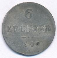 Ausztria 1849A 6kr Ag T:F enyhén hajlott lemez Austria 1849A 6 Kreuzer Ag C:F lightly wavy coin Krause KM#2200