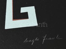 Frank Magda (1914-1997): Geometrikus kompozíció. Szitanyomat, papír, jelzett, 50x35 cm / Magda Frank...