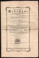 1792 Kassa, Dörner Dániel kereskedő és Petz Éva Zsuzsanna (Petz János György kereskedő lánya) esküvői emléklapja. ,,Unvergessliches Denkmaal aufrichtiger Freude, welches beider gewünscht glücklichen Vermählung [..] Daniel Dörner, Kauf- und Handelmanns; [..] und tugendgezierten Jungfrau Eva Susanna Petzin [...]&quot; Kaschau [Kassa], 1792, [ny.n.], 2 sztl. lev. Hajtva, néhány kis folttal, alján apró sérüléssel, egyébként jó állapotban, 35,5x23,5 cm. Mindketten neves polgári kereskedőcsaládból származtak; családjaik, valamint ők maguk és esküvőjük is említésre kerülnek Kerekes György 1913-ban kiadott, &quot;Kassai kereskedők életéből harmadfélszázad 1687-1913&quot; c. könyvében: ,,Barátai ez alkalomra egész ivnagyságban kiállított verses emléklapot nyomattak, melynek címlapján elmondják, hogy Dörner Dániel Kauf- und Handelsmann elveszi a nagyhírű Kauf- und Handelsmann Petz György János özvegye  leányát, Éva Zsuzsannát. Ily emléklapok az előkelőbb polgárcsaládoknál ily alkalmakkor általában szokásosak voltak.&quot;