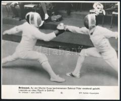 8 db MTI fotó sport témában. Magyar és külföldi sportolók, úszás, torna,. vívás 24x18 cm