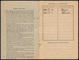 1950 Munkára Harca Kész Sportmozgalom (MHK) eredménylap (ideiglenes igazolvány), I. korcsoport