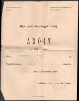 1911 Rákospalota, 2 db adóív, MÁV-alkalmazott részére, bejegyzésekkel, bélyegzőkkel. Hajtva, kissé sérült, 38x31,5 cm