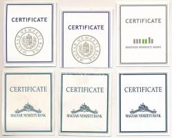 1990-2018. 20db MNB tanúsítvány, mind különböző emlékpénzhez, többnyire jó állapotban, közte tanúsít...