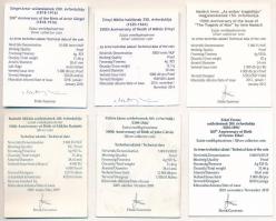 1990-2018. 20db MNB tanúsítvány, mind különböző emlékpénzhez, többnyire jó állapotban, közte tanúsít...