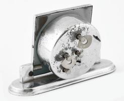 Antik krómozott asztali óra, nem jár, kopással, m: 8 cm