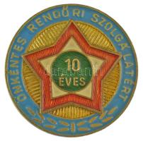 1960-1970 10 Éves Önkéntes Rendőri Szolgálatért aranyozott, műgyantás fém jelvény (26mm) T:AU patina