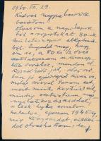 1960 Ábránfalvi ifj. Ugron Gábor (1880-1960) politikus, egykori miniszter saját kézzel írt köszöntő sorai Farkas Zoltán (1880-1969) irodalomtörténész, irodalomkritikus, művészeti író részére, saját kézzel írt aláírásával, benne "... mindig osztoztam megnyilatkozásaiddal, a Csók-Lyka vonalon haladva, egészen 1945-ig, ... - úgy látom, hogy teljesen egy véleményen vagyok veled és ez nagyon jó, megnyugtató érzés nekem -", 2 beírt oldal.