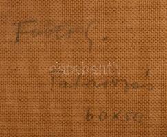 Fáber Gabriella (1903 - 1982): Pesti ház udvarán. Olaj, farost, jelezve balra lent, fakeretben, 50×6...