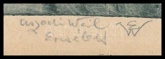 Aszódi Weil Erzsébet (1901-1976): Bor, sör (cím nélkül). Rézkarc, papír, jelzett. 16,5×22 cm