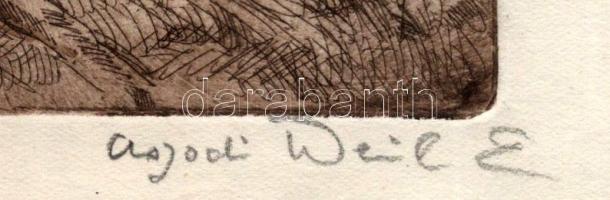 Aszódi Weil Erzsébet (1901-1976): Erdő szélén. Rézkarc, papír, jelzett, lap alján Aszódi Weil Erzséb...