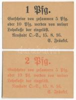 Német Birodalom / Neustadt / Vászongyár 1916. 1pf + 2pf T:AU  German Empire / Neustadt / Linen Factory 1916. 1 Pfennig + Pfennig C:AU