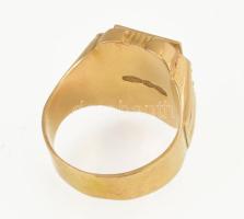 18K arany (Au) pecsétgyűrű jelzett, mesterjegyes, nem vésett m: 61, 11,8 g