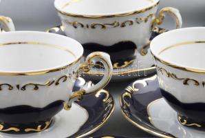 Zsolnay Pompadour mintás kávés készlet, egy csésze hiánnyal, jelzéssel, hibátlan