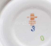 Zsolnay Pompadour mintás kávés készlet, egy csésze hiánnyal, jelzéssel, hibátlan