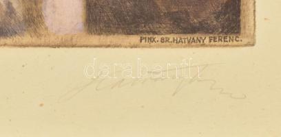 Báró Hatvany Ferenc (1881-1958) - Vydai Brenner Nándor (1903-1966): Női akt. Színezett rézkarc, papí...