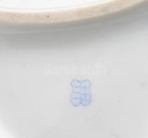 Óherendi mogyorókínáló, kézzel festett virágmintával, jelzett, hibátlan, d: 9 cm, m: 8 cm