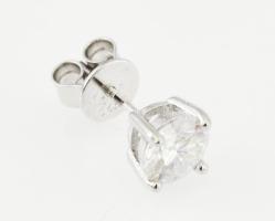 Moissanite köves ezüst (Ag) fülbevalópár, (kő átmérője: 6 mm, briliáns csiszolás, cca. 1,8 cts), öss...