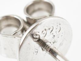 Moissanite köves ezüst (Ag) fülbevalópár, (kő átmérője: 6 mm, briliáns csiszolás, cca. 1,8 cts), öss...