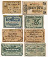 Német Birodalom 1917-1918. 8db-os vegyes szükségpénz tétel, közte Büren, Berchtesgaden T:F,VG German Empire 1917-1918. 8pcs of mixed necessity notes, with Büren, Berchtesgaden C:F,VG