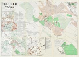 cca 1930-1940 Gödöllő nagyközség térképe, szerk.: vitéz Ortutay Pál és Pápay D., 1 : 11.500, Klösz György és Fia térképészeti műintézet, hátoldalán tárgymutatóval és képes ismertetővel, kis szakadásokkal, 68,5x49,5 cm