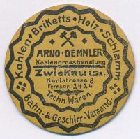 Német Birodalom / Arno Demmler Szénnagykereskedés ~1917. 5pf bélyeges szükségpénz T:AU German Empire / Arno Demmler Coal Wholesale ~1917. 5 Pfennig emergency stamp money C:AU