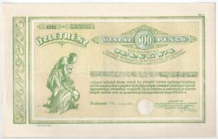 Budapest 1943. "Hangya Termelő-Értékesítő és Fogyasztási Szövetkezet" üzletrésze 500P-ről,...