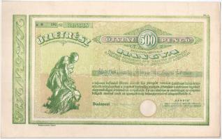 Budapest 1941. "Hangya Termelő-Értékesítő és Fogyasztási Szövetkezet" üzletrésze 500P-ről,...