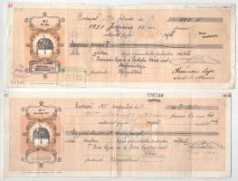 ~1910-1930. 10db vegyes kitöltött és kitöltetlen váltó, közte bélyegzett, okmánybélyeges, lyukasztás...