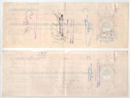 ~1910-1930. 10db vegyes kitöltött váltó, közte bélyegzett, okmánybélyeges, lyukasztással érvénytelen...