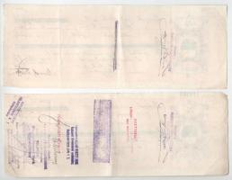 ~1910-1930. 10db vegyes kitöltött váltó, közte bélyegzett, okmánybélyeges, lyukasztással érvénytelen...