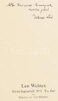 Weiner Leó: Streichquartett No. 1 (Es dur) für Klavier zu vier Händen. Op. 4. Berlin, én., Ed. Bote ...