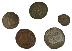 Római Birodalom 5db-os bronz érmetétel T:VF,F Roman Empire 5pcs bronze coin lot C:VF,F