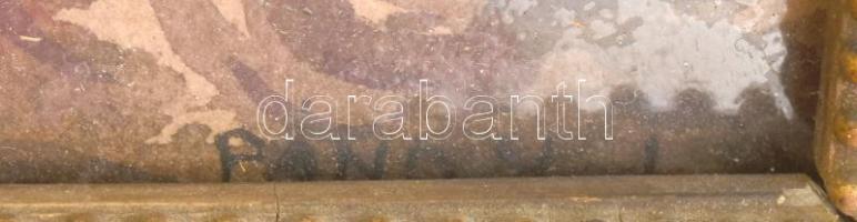 Pándy Lajos (1895 -1957): Tehenek az istállóban. Akvarell, papír, jelezve jobbra lent. Üvegezett, sé...