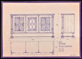 1981-1984 Koloniál bútorok, 14 db tervrajz, vegyes állapotban, 30x21 cm körüli méretben