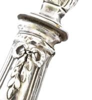 Ezüst (Ag) süteményes kanál, jelzéssel, javított, h: 28,5 cm, bruttó: 99 g