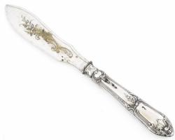 Ezüst (Ag) nyelű kés, jelzéssel, h: 20,5 cm, bruttó: 44 g