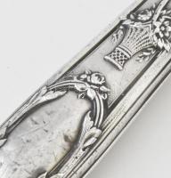 Ezüst (Ag) fagylaltos kanál, jelzéssel, h: 24,5 cm, bruttó: 111 g